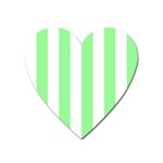Vertical Stripes - White and Light Green Magnet (Heart)