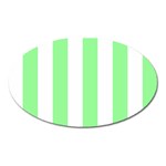 Vertical Stripes - White and Light Green Magnet (Oval)