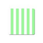 Vertical Stripes - White and Light Green Magnet (Square)