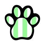 Vertical Stripes - White and Light Green Magnet (Paw Print)