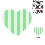Vertical Stripes - White and Light Green Multi-purpose Cards (Heart)