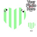 Vertical Stripes - White and Light Green Playing Cards 54 (Heart)