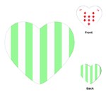 Vertical Stripes - White and Light Green Playing Cards (Heart)
