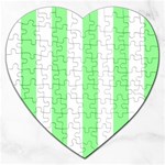 Vertical Stripes - White and Light Green Jigsaw Puzzle (Heart)