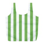Vertical Stripes - White and Dollar Bill Green Full Print Recycle Bag (L)