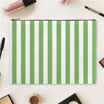 Vertical Stripes - White and Dollar Bill Green Cosmetic Bag (XL)