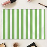 Vertical Stripes - White and Dollar Bill Green Cosmetic Bag (XXL)