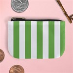 Vertical Stripes - White and Dollar Bill Green Mini Coin Purse