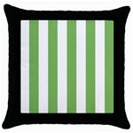 Vertical Stripes - White and Dollar Bill Green Throw Pillow Case (Black)