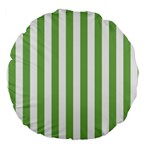 Vertical Stripes - White and Dollar Bill Green Large 18  Premium Round Cushion