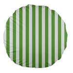 Vertical Stripes - White and Dollar Bill Green Large 18  Premium Flano Round Cushion