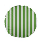 Vertical Stripes - White and Dollar Bill Green Standard 15  Premium Round Cushion