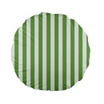Vertical Stripes - White and Dollar Bill Green Standard 15  Premium Flano Round Cushion