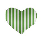 Vertical Stripes - White and Dollar Bill Green Standard 16  Premium Heart Shape Cushion