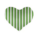 Vertical Stripes - White and Dollar Bill Green Standard 16  Premium Flano Heart Shape Cushion