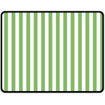 Vertical Stripes - White and Dollar Bill Green Fleece Blanket (Medium) (One Side)