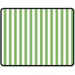 Vertical Stripes - White and Dollar Bill Green Double Sided Fleece Blanket (Medium) (Two Sides)