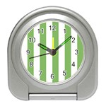 Vertical Stripes - White and Dollar Bill Green Desk Alarm Clock