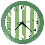 Vertical Stripes - White and Dollar Bill Green Color Wall Clock