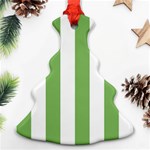 Vertical Stripes - White and Dollar Bill Green Christmas Tree Ornament (Two Sides)