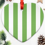 Vertical Stripes - White and Dollar Bill Green Ornament (Heart)