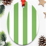 Vertical Stripes - White and Dollar Bill Green Ornament (Oval)