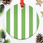 Vertical Stripes - White and Dollar Bill Green Round Ornament (Two Sides)