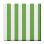 Vertical Stripes - White and Dollar Bill Green Tile Coaster