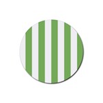 Vertical Stripes - White and Dollar Bill Green Rubber Round Coaster (4 pack)