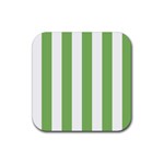 Vertical Stripes - White and Dollar Bill Green Rubber Coaster (Square)