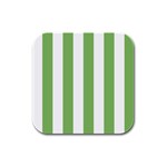 Vertical Stripes - White and Dollar Bill Green Rubber Square Coaster (4 pack)