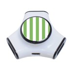 Vertical Stripes - White and Dollar Bill Green Portable USB Hub (One Side)
