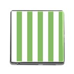 Vertical Stripes - White and Dollar Bill Green Memory Card Reader (Square)