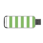 Vertical Stripes - White and Dollar Bill Green Portable USB Flash (One Side)