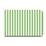 Vertical Stripes - White and Dollar Bill Green Small Doormat