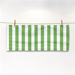 Vertical Stripes - White and Dollar Bill Green Hand Towel