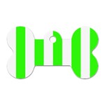 Vertical Stripes - White and Neon Green Dog Tag Bone (One Side)