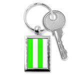 Vertical Stripes - White and Neon Green Key Chain (Rectangle)