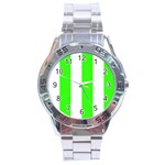 Vertical Stripes - White and Neon Green Stainless Steel Analogue Watch