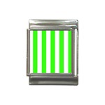 Vertical Stripes - White and Neon Green Italian Charm (13mm)