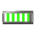 Vertical Stripes - White and Neon Green Superlink Italian Charm (9mm)