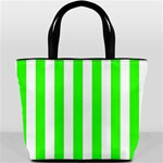Vertical Stripes - White and Neon Green Bucket Bag