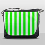 Vertical Stripes - White and Neon Green Messenger Bag