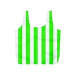 Vertical Stripes - White and Neon Green Full Print Recycle Bag (S)