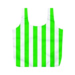 Vertical Stripes - White and Neon Green Full Print Recycle Bag (M)