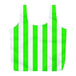Vertical Stripes - White and Neon Green Full Print Recycle Bag (L)