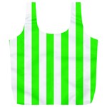 Vertical Stripes - White and Neon Green Full Print Recycle Bag (XL)