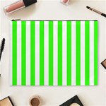 Vertical Stripes - White and Neon Green Cosmetic Bag (XL)