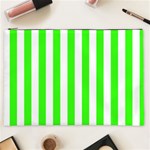 Vertical Stripes - White and Neon Green Cosmetic Bag (XXL)