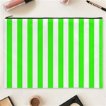 Vertical Stripes - White and Neon Green Cosmetic Bag (XXXL)